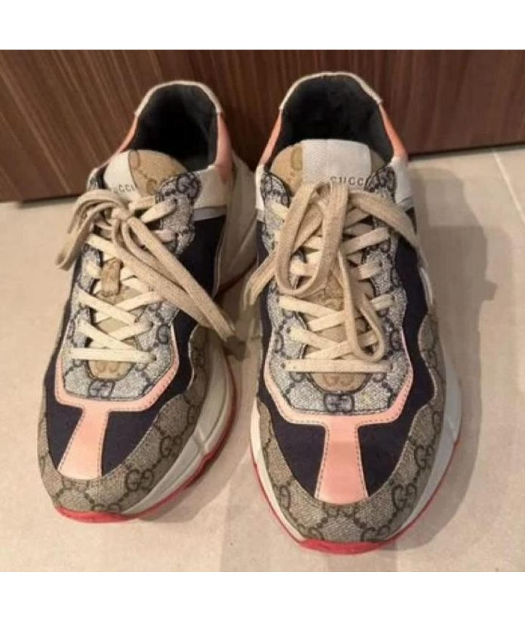 GUCCI Бежевые кожаные кроссовки, фото 4
