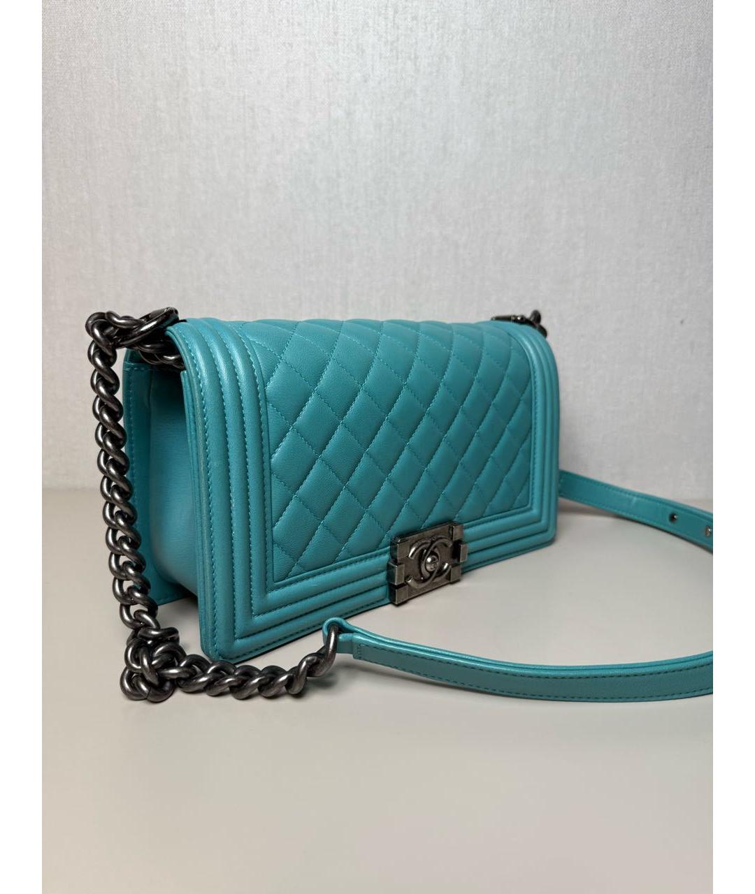 CHANEL Бирюзовая кожаная сумка через плечо, фото 2