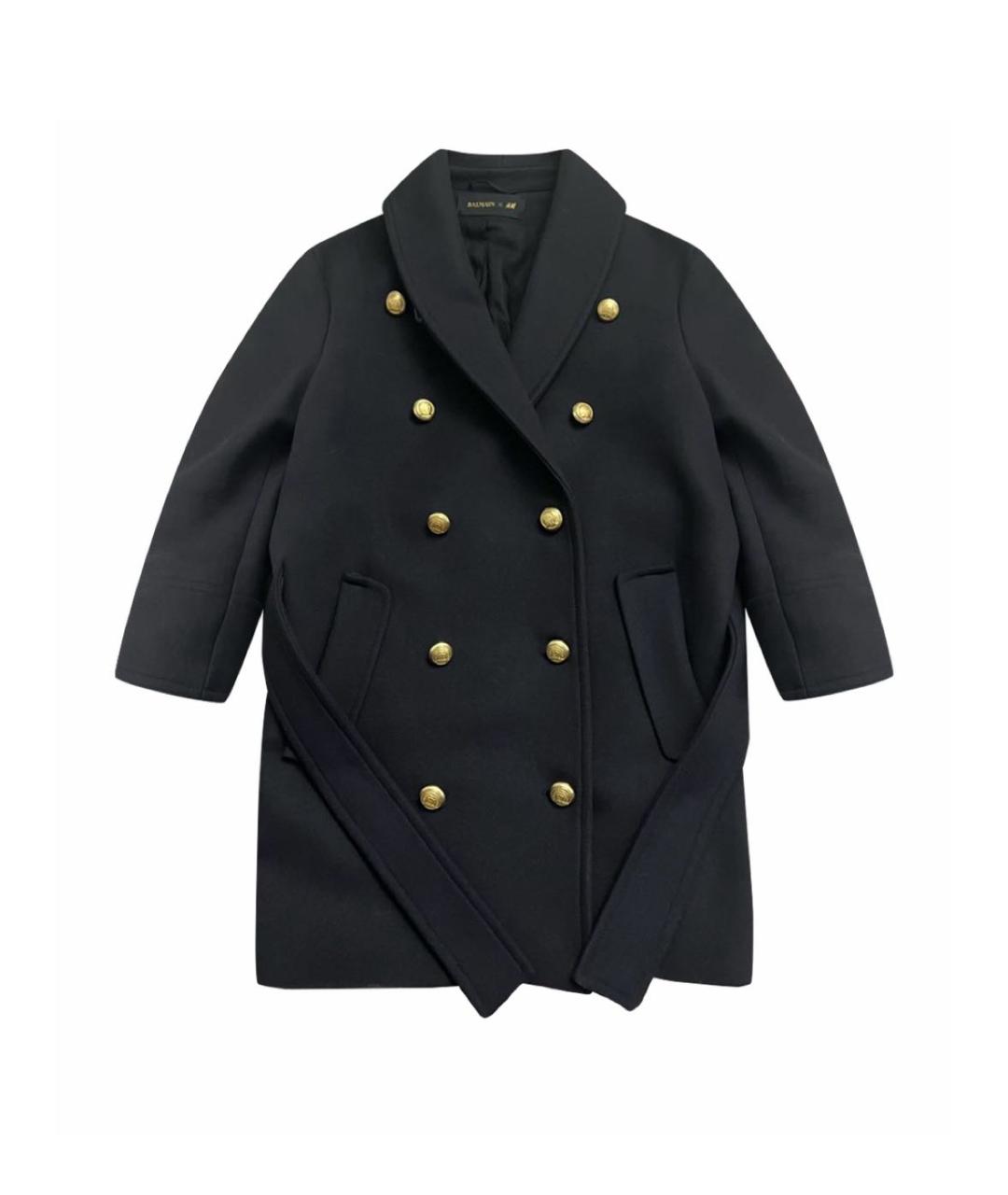 BALMAIN Черное шерстяное пальто, фото 1