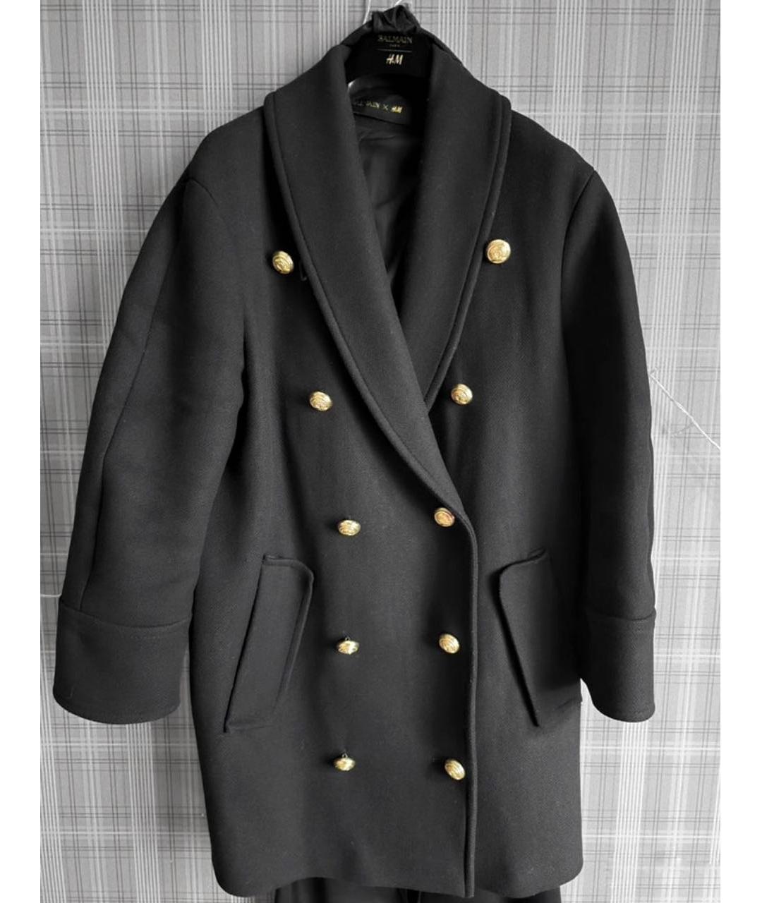 BALMAIN Черное шерстяное пальто, фото 2