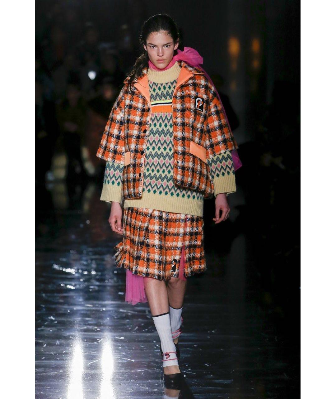 PRADA Оранжевая шерстяная юбка миди, фото 6