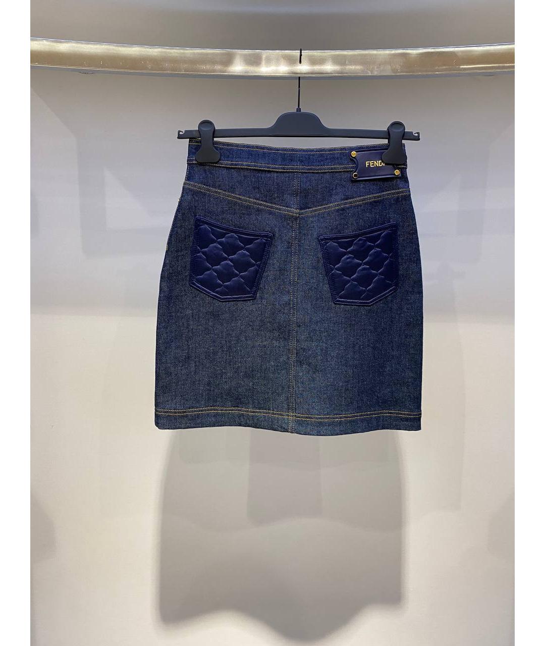 FENDI Синяя хлопковая юбка мини, фото 2