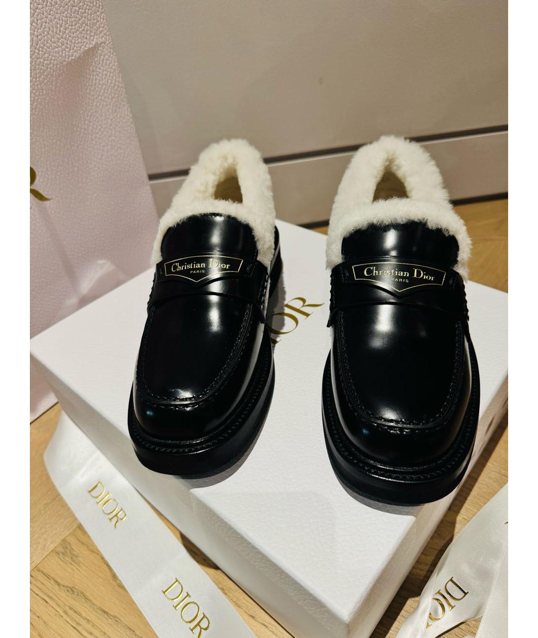 CHRISTIAN DIOR Черные кожаные лоферы, фото 2