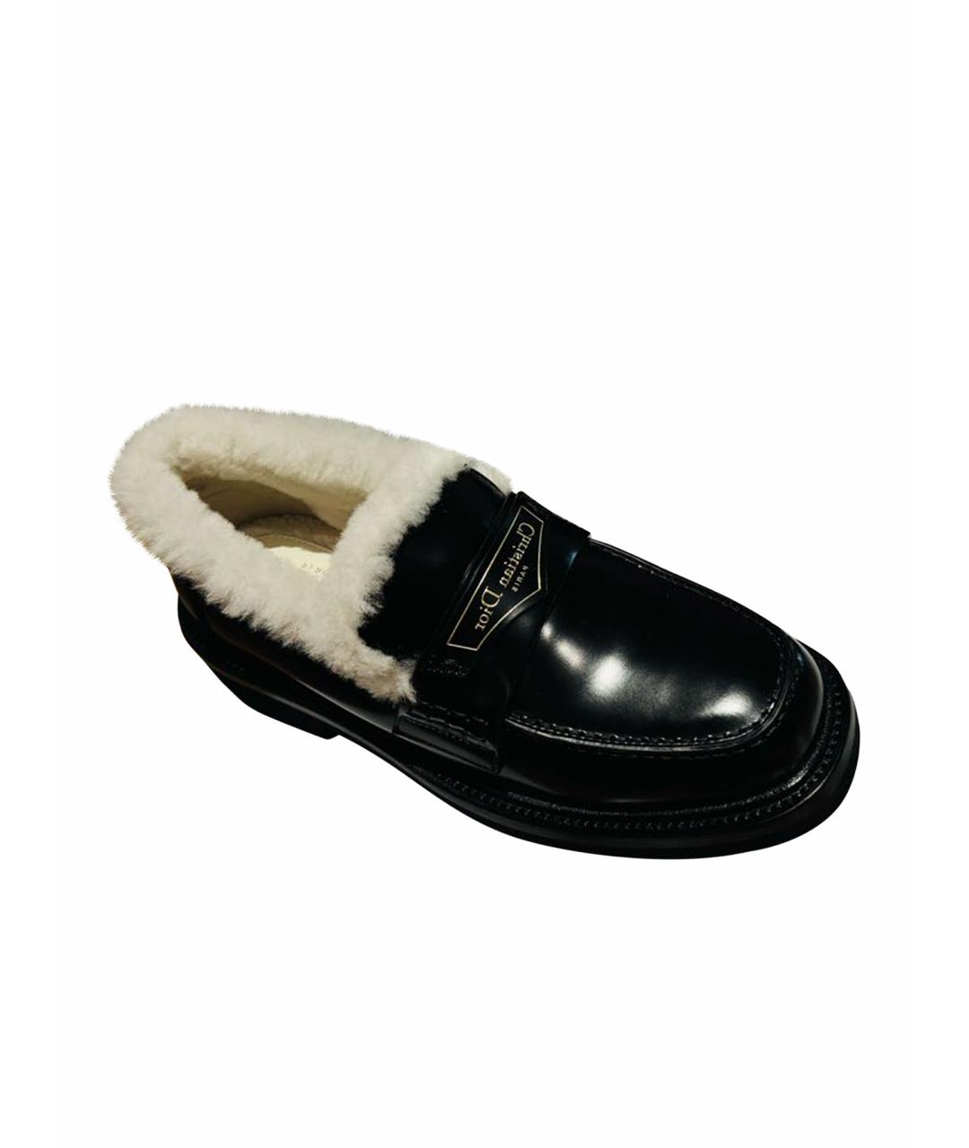 CHRISTIAN DIOR Черные кожаные лоферы, фото 1