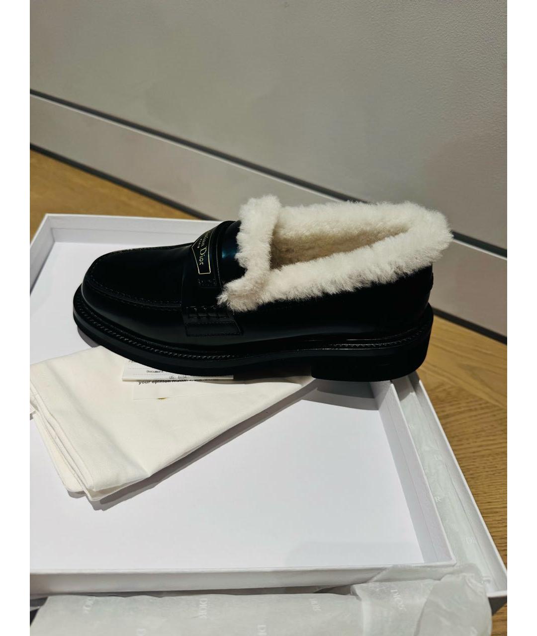 CHRISTIAN DIOR Черные кожаные лоферы, фото 3