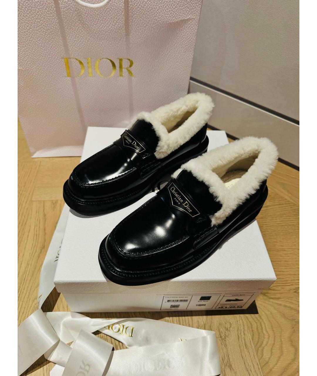 CHRISTIAN DIOR Черные кожаные лоферы, фото 6