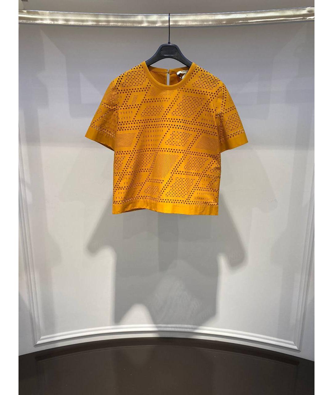 FENDI Оранжевая хлопковая футболка, фото 3