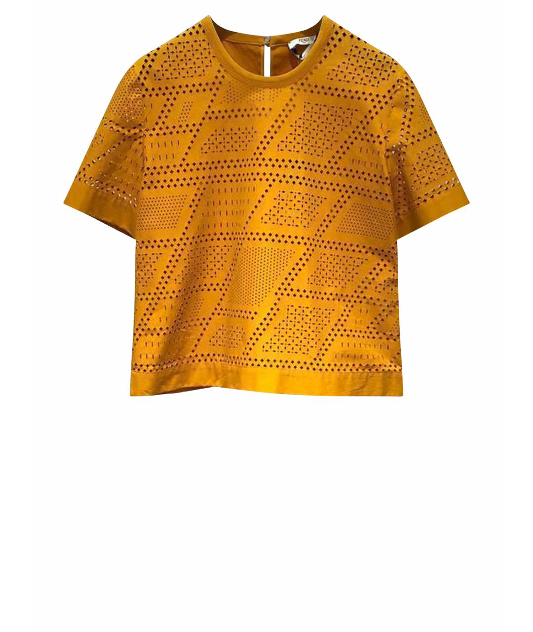 FENDI Оранжевая хлопковая футболка, фото 1