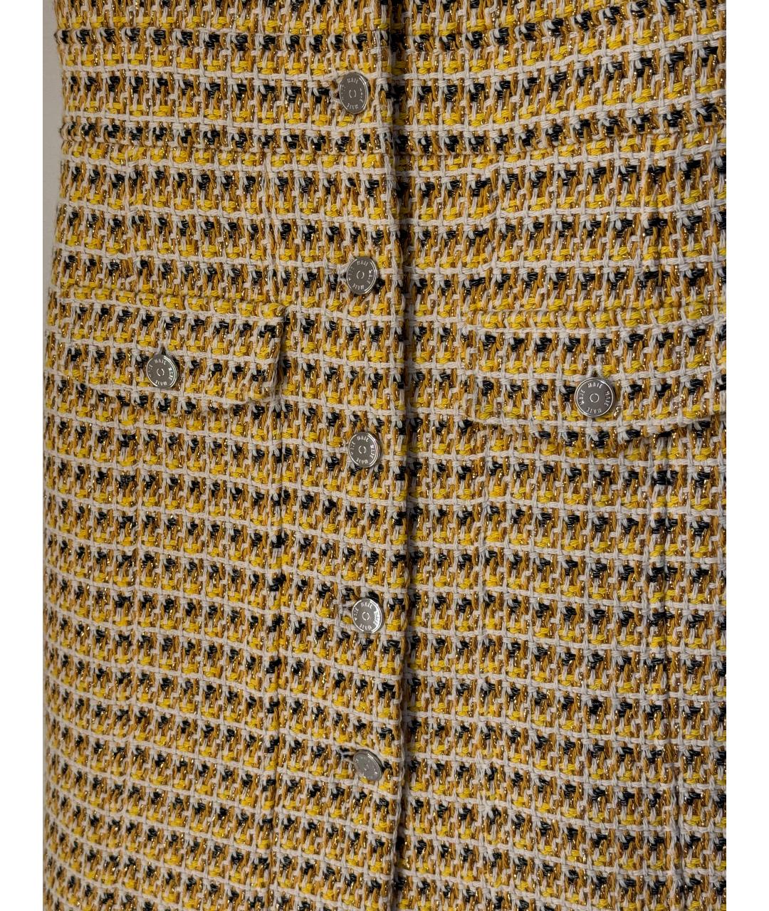 MAJE Горчичное твидовое повседневное платье, фото 4