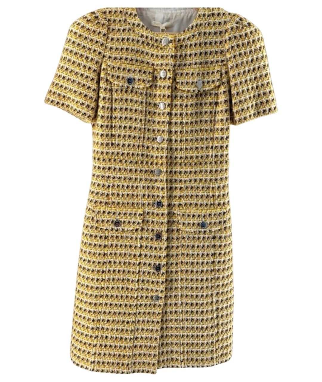 MAJE Горчичное твидовое повседневное платье, фото 1