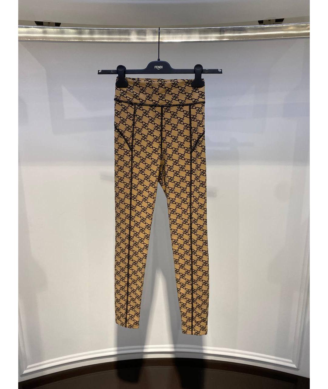 FENDI Коричневые полиамидовые прямые брюки, фото 3