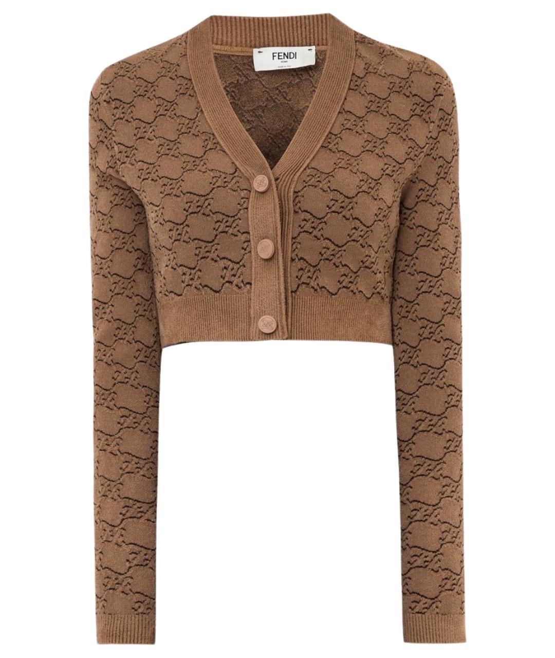 FENDI Коричневый вискозный кардиган, фото 1