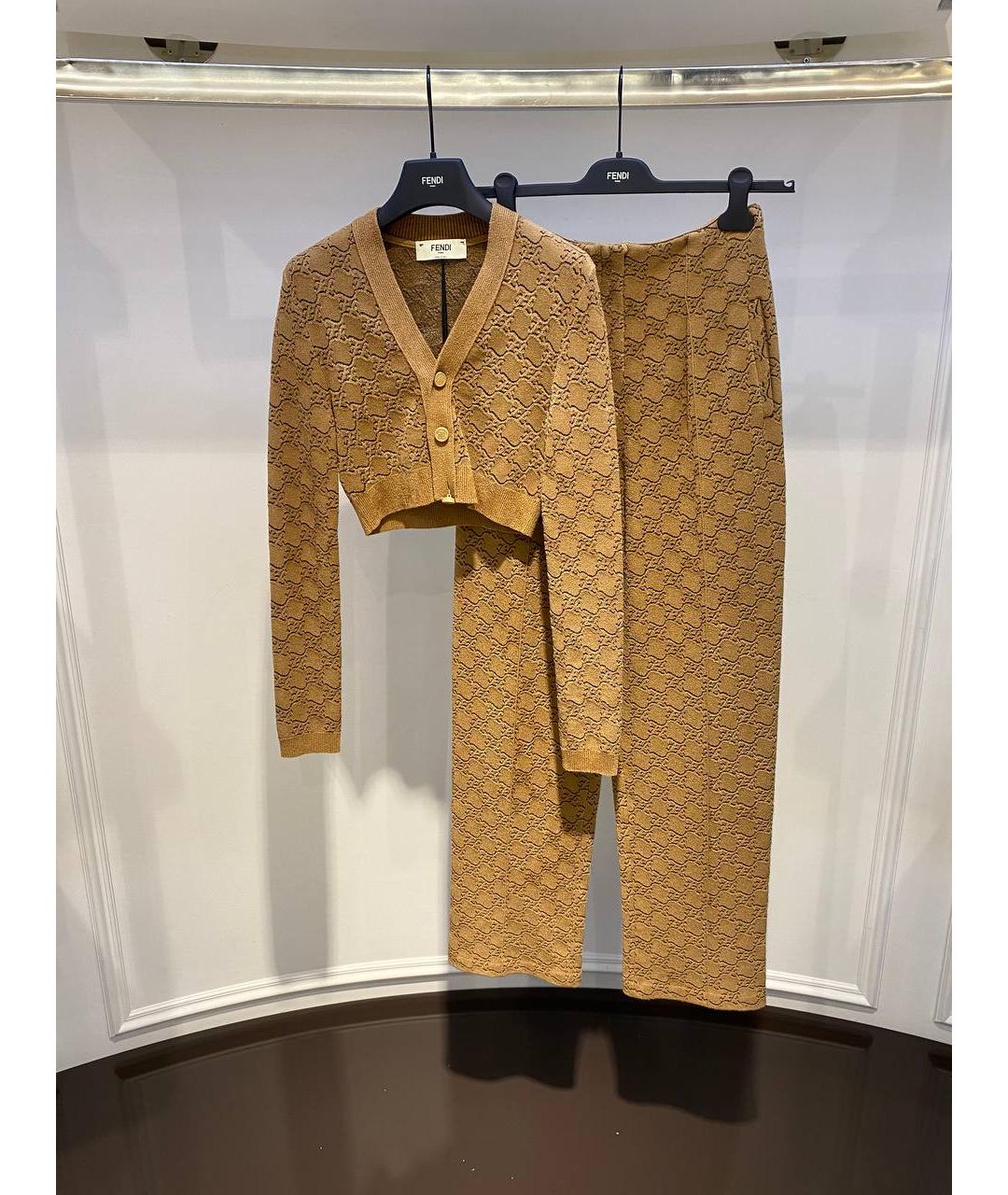 FENDI Коричневые вискозные брюки широкие, фото 2