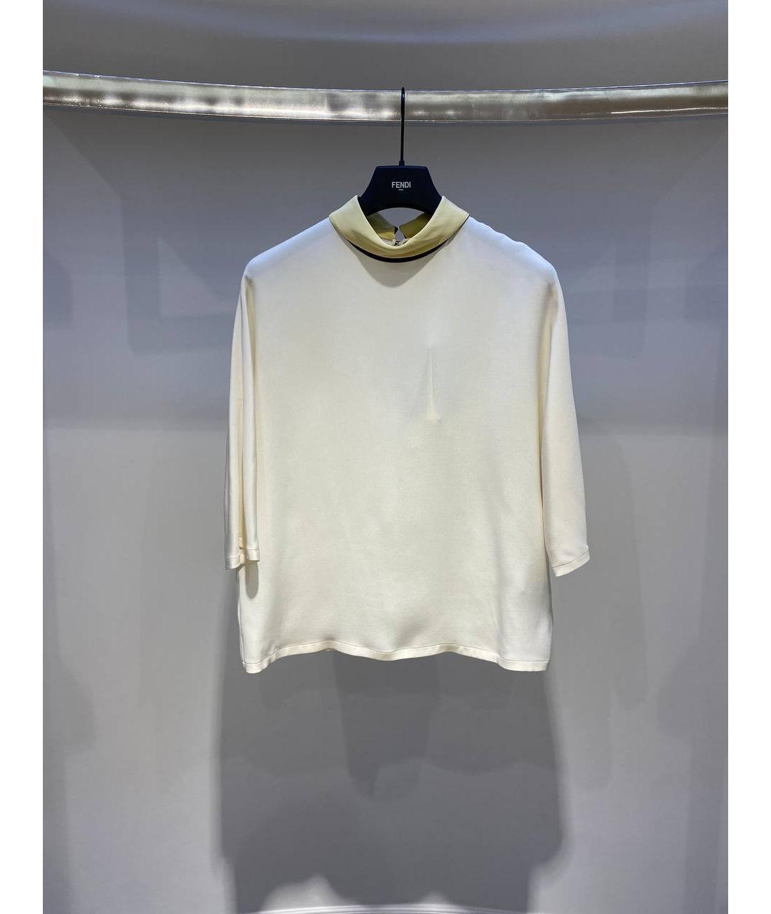 FENDI Белая шелковая блузы, фото 4