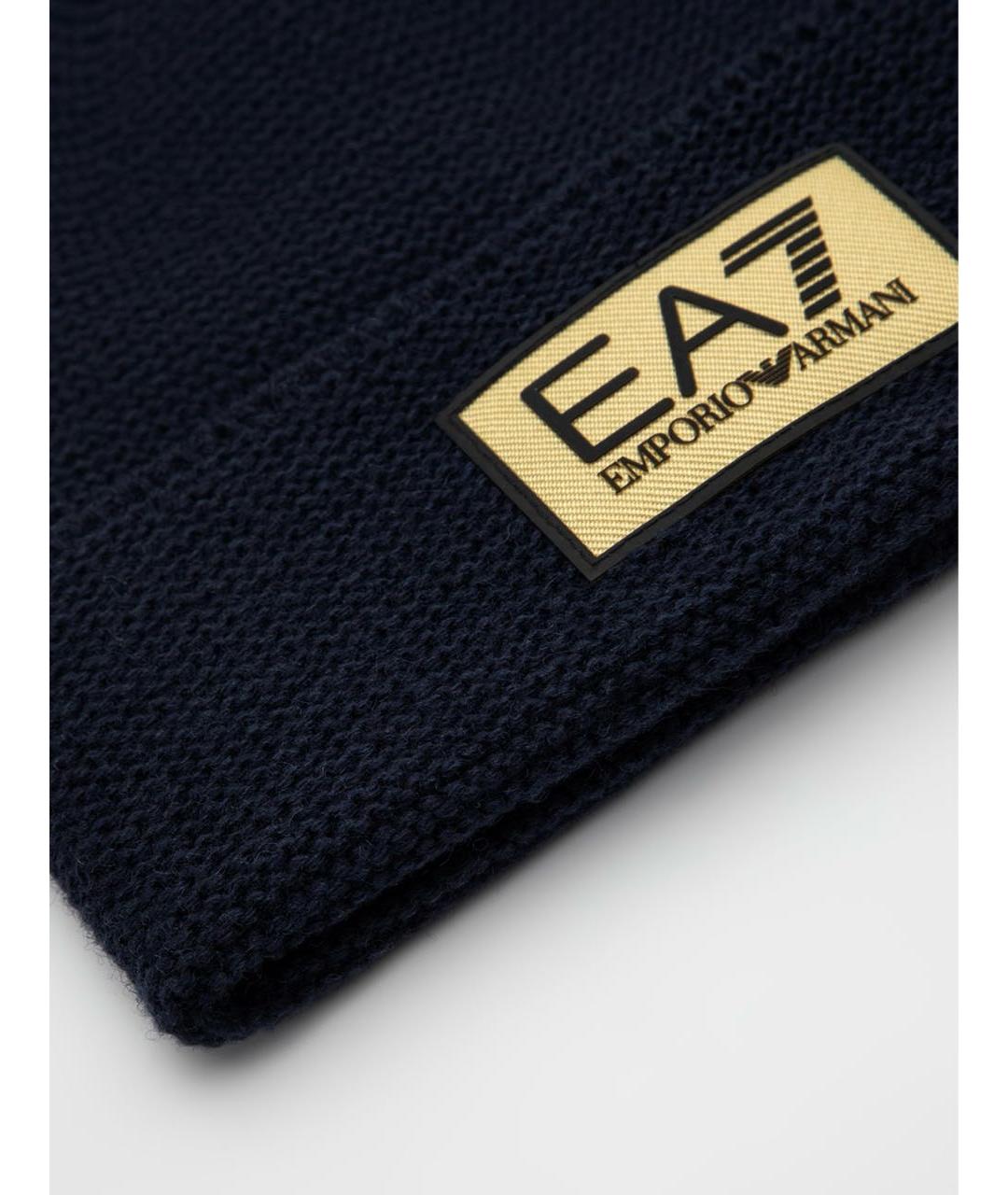 EA7 Темно-синяя шерстяная шапка, фото 3