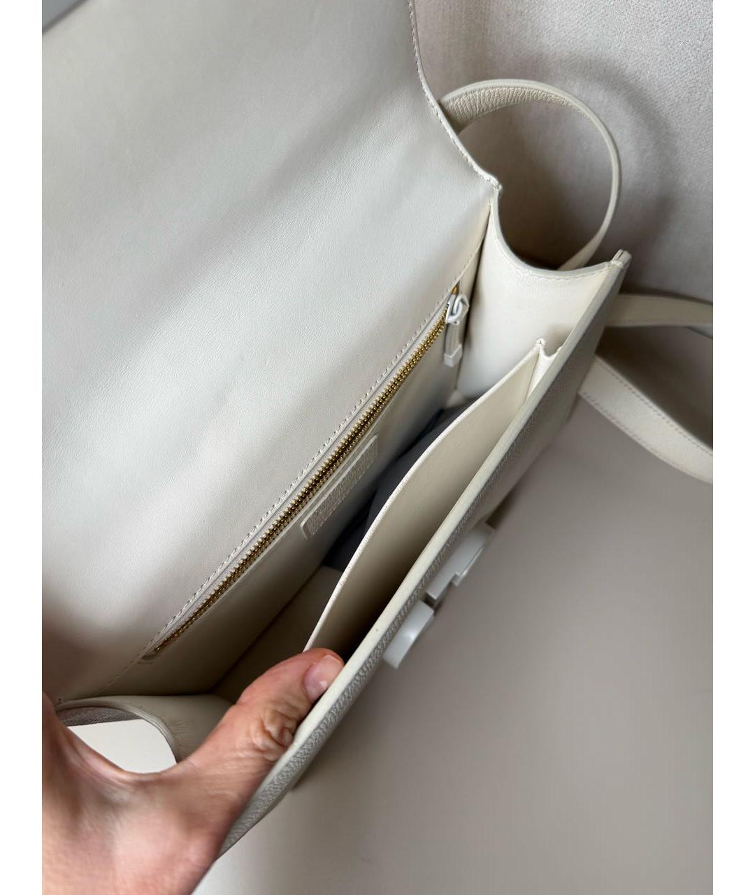 CHRISTIAN DIOR Белая кожаная сумка через плечо, фото 3