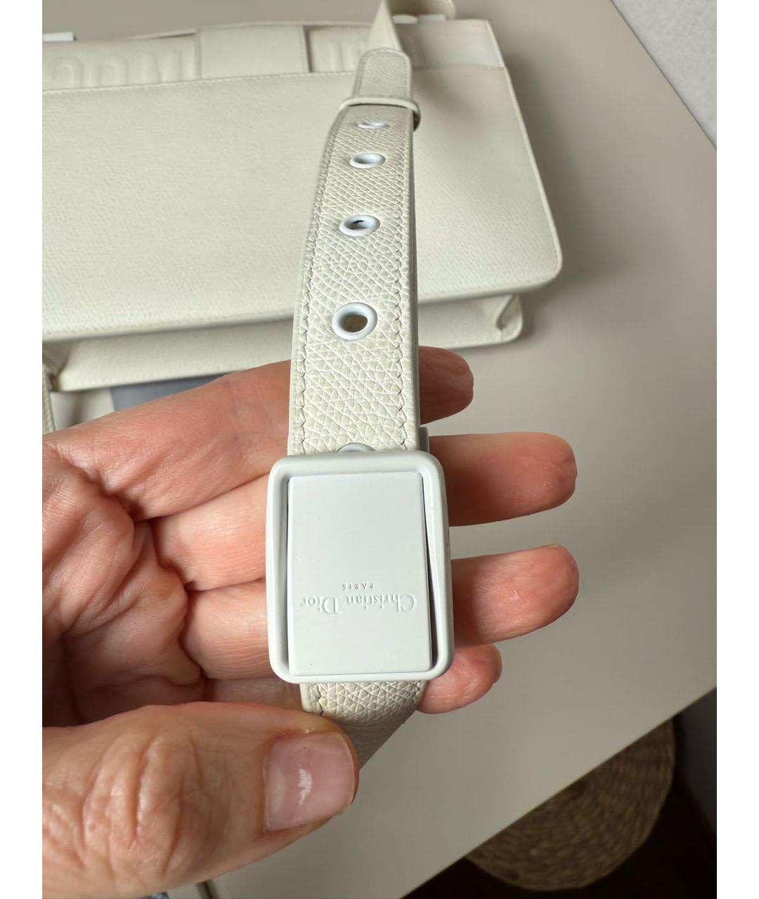 CHRISTIAN DIOR Белая кожаная сумка через плечо, фото 6