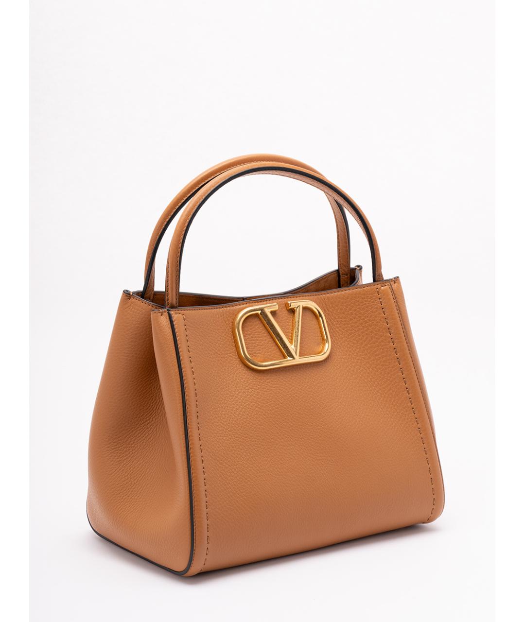 VALENTINO Коричневая кожаная сумка тоут, фото 3
