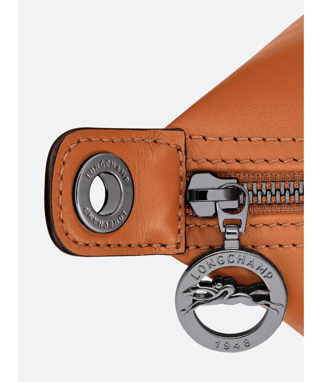 LONGCHAMP Коричневая кожаная сумка с короткими ручками, фото 5