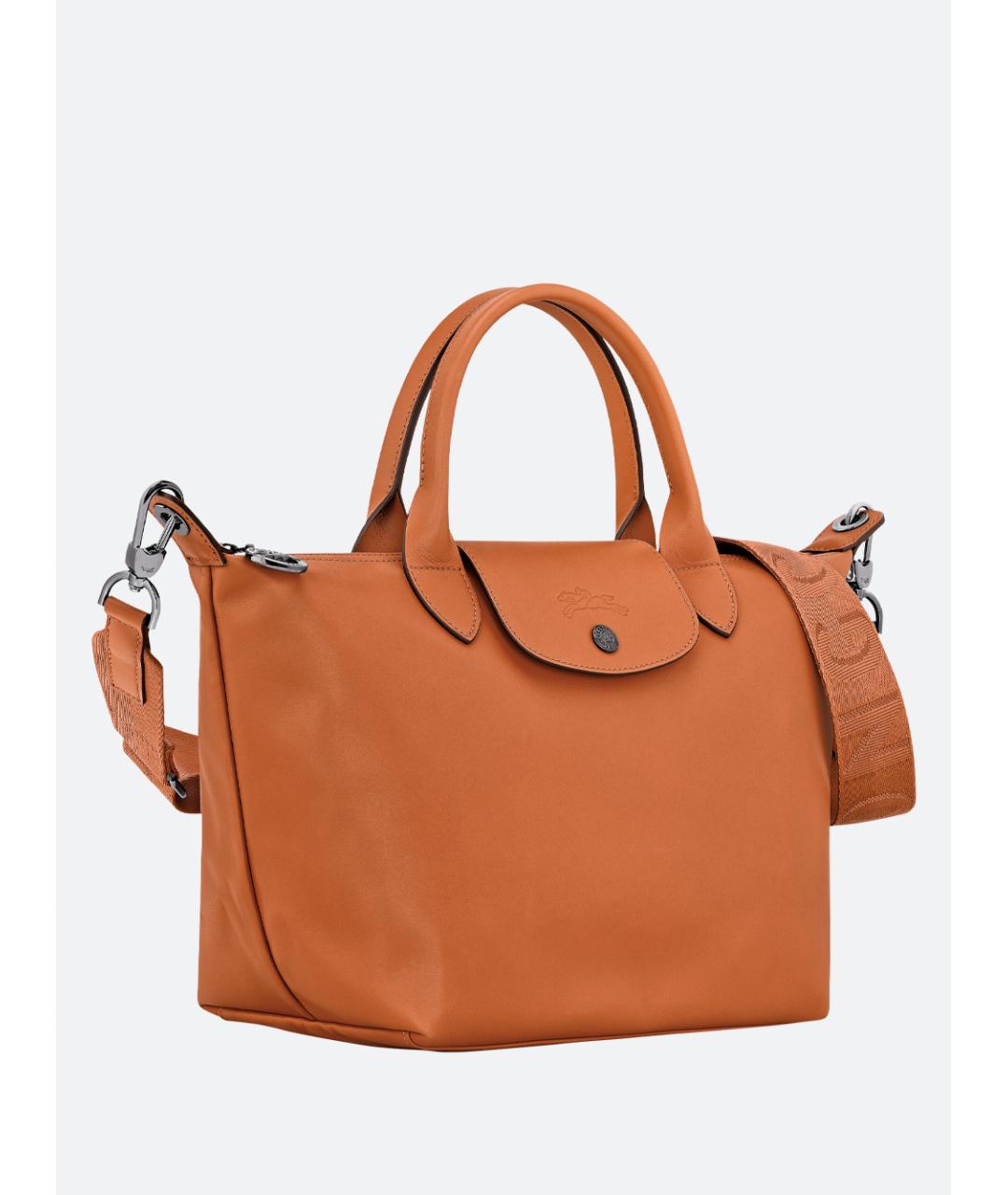 LONGCHAMP Коричневая кожаная сумка с короткими ручками, фото 3