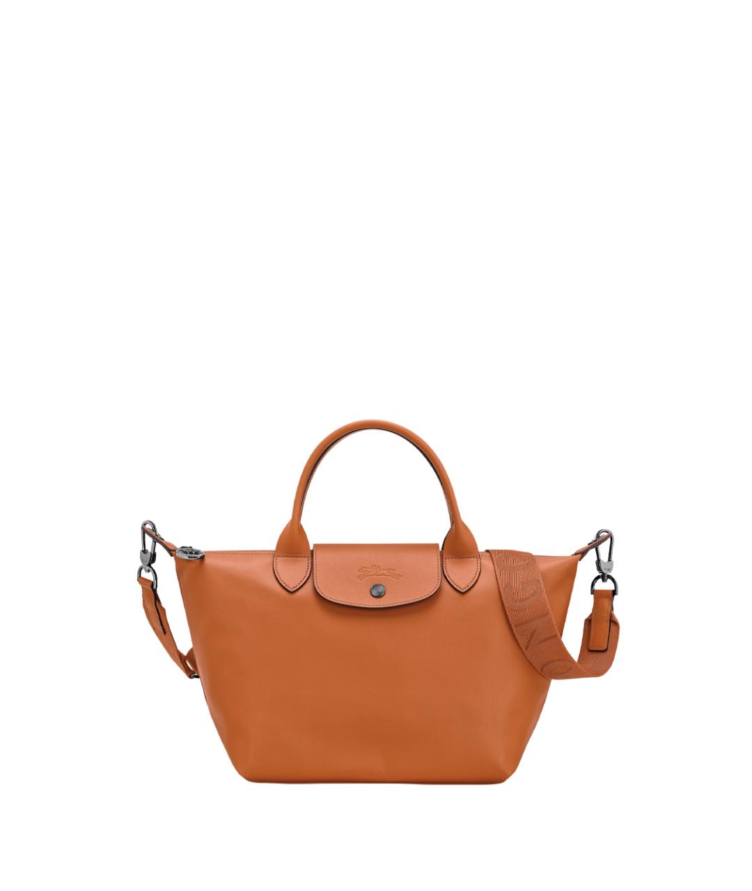 LONGCHAMP Коричневая кожаная сумка с короткими ручками, фото 1