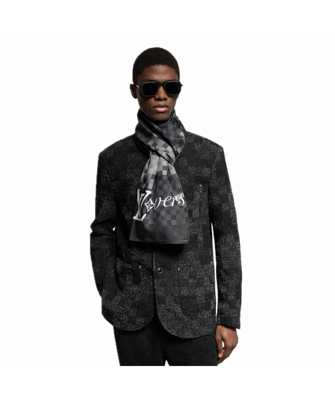 LOUIS VUITTON Черный хлопковый шарф, фото 5