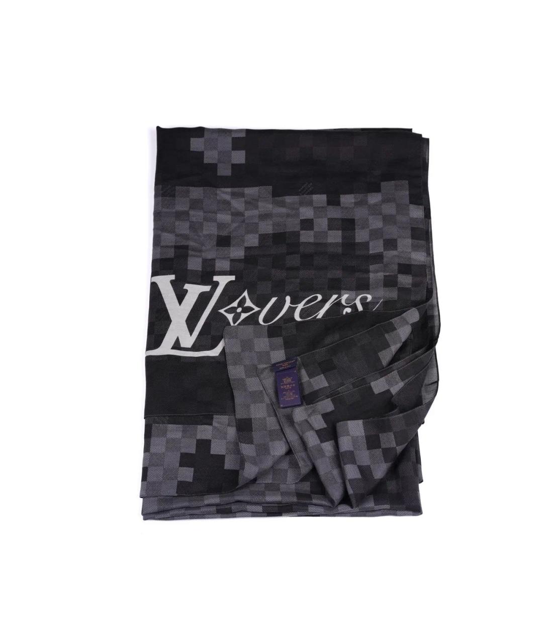 LOUIS VUITTON Черный хлопковый шарф, фото 2
