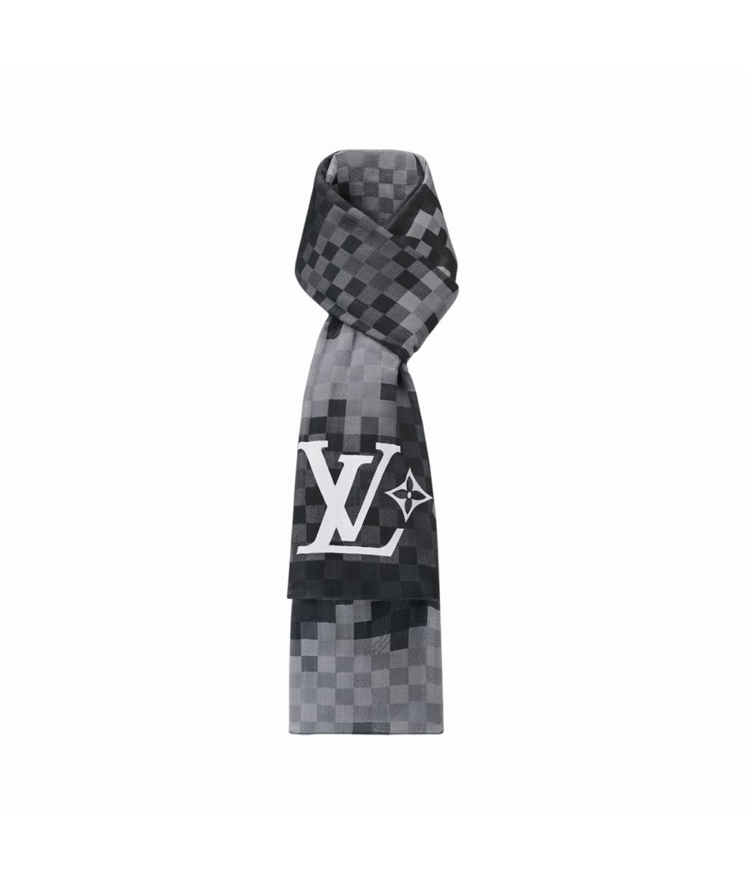 LOUIS VUITTON Черный хлопковый шарф, фото 4