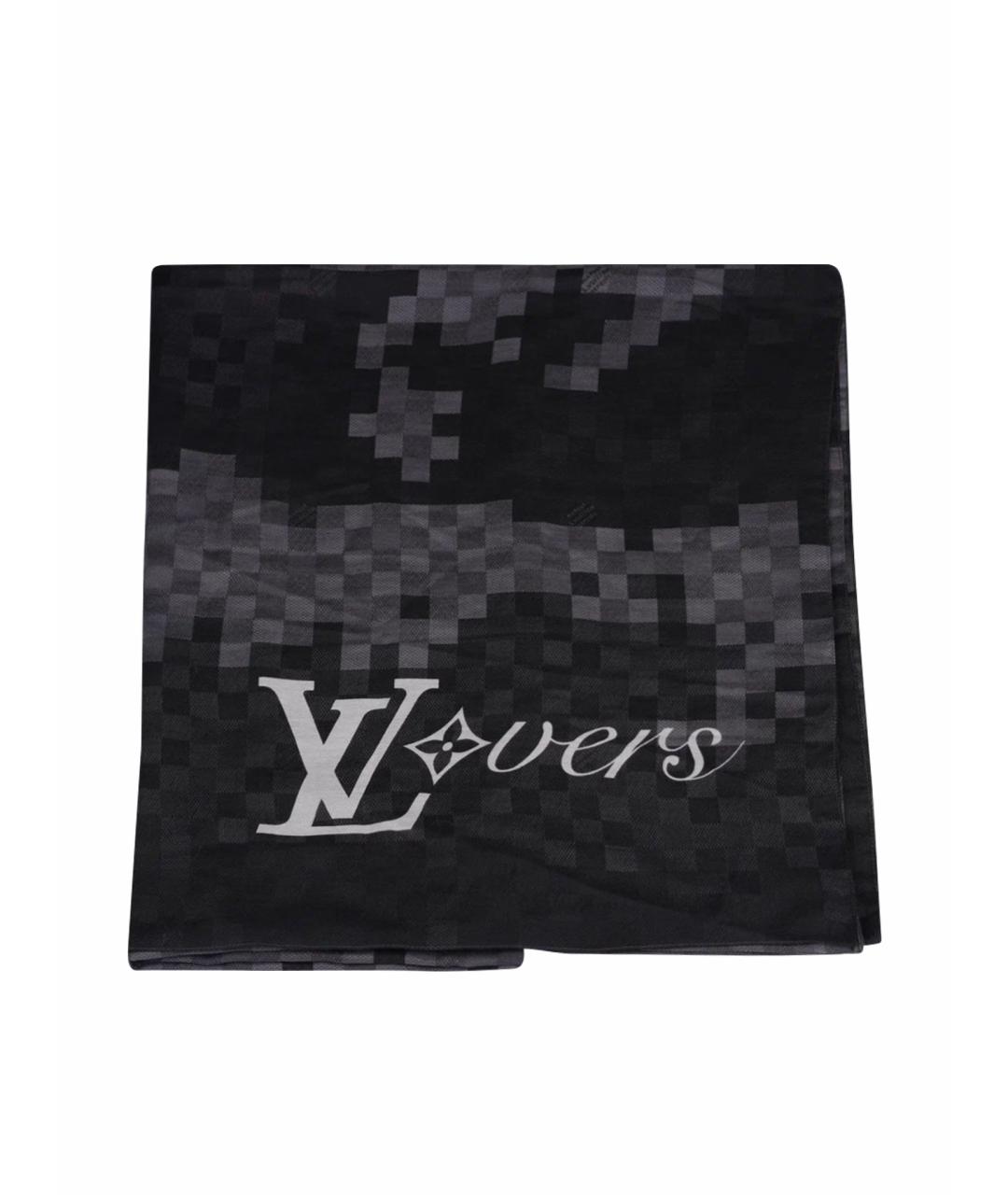 LOUIS VUITTON Черный хлопковый шарф, фото 1