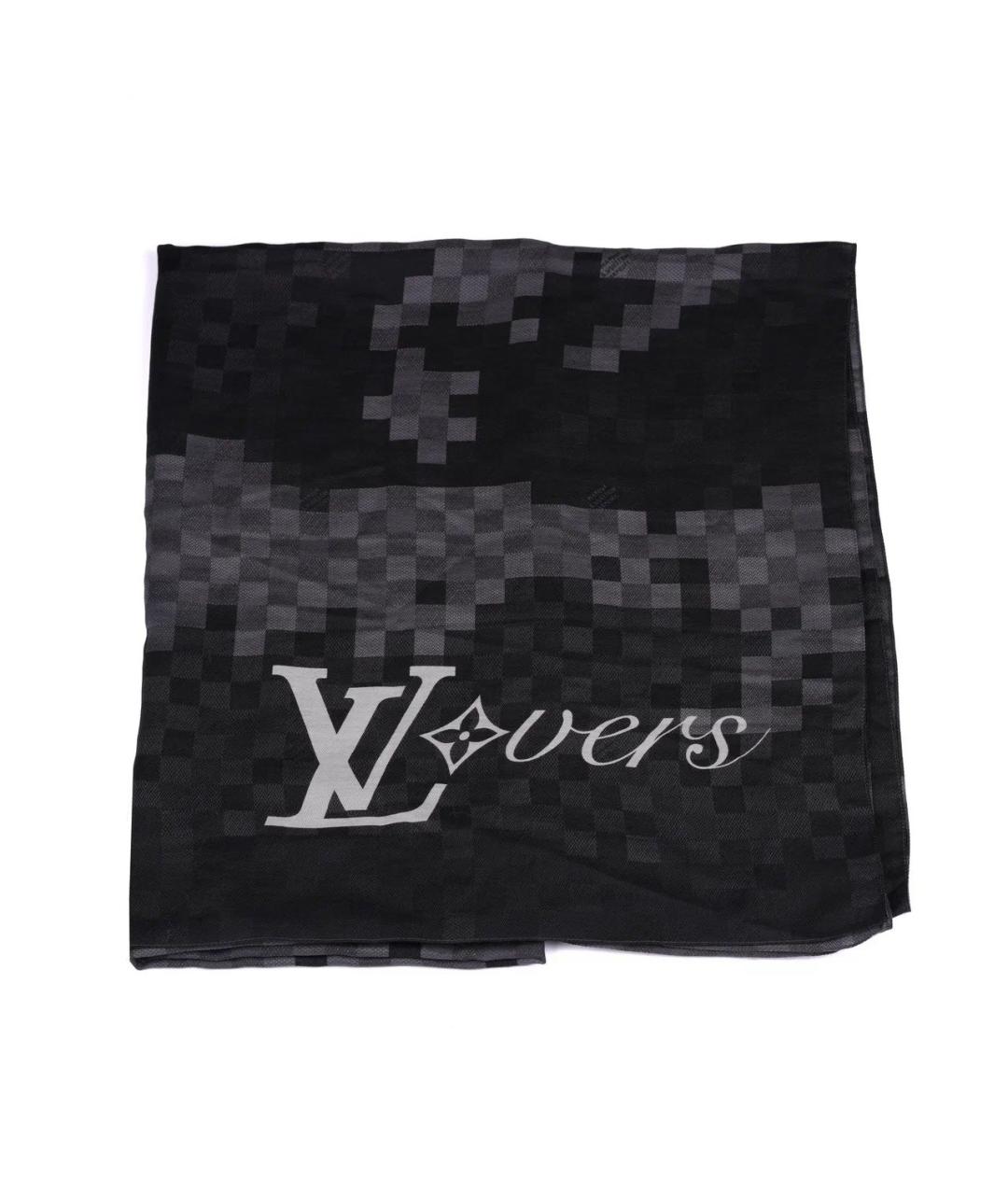 LOUIS VUITTON Черный хлопковый шарф, фото 1