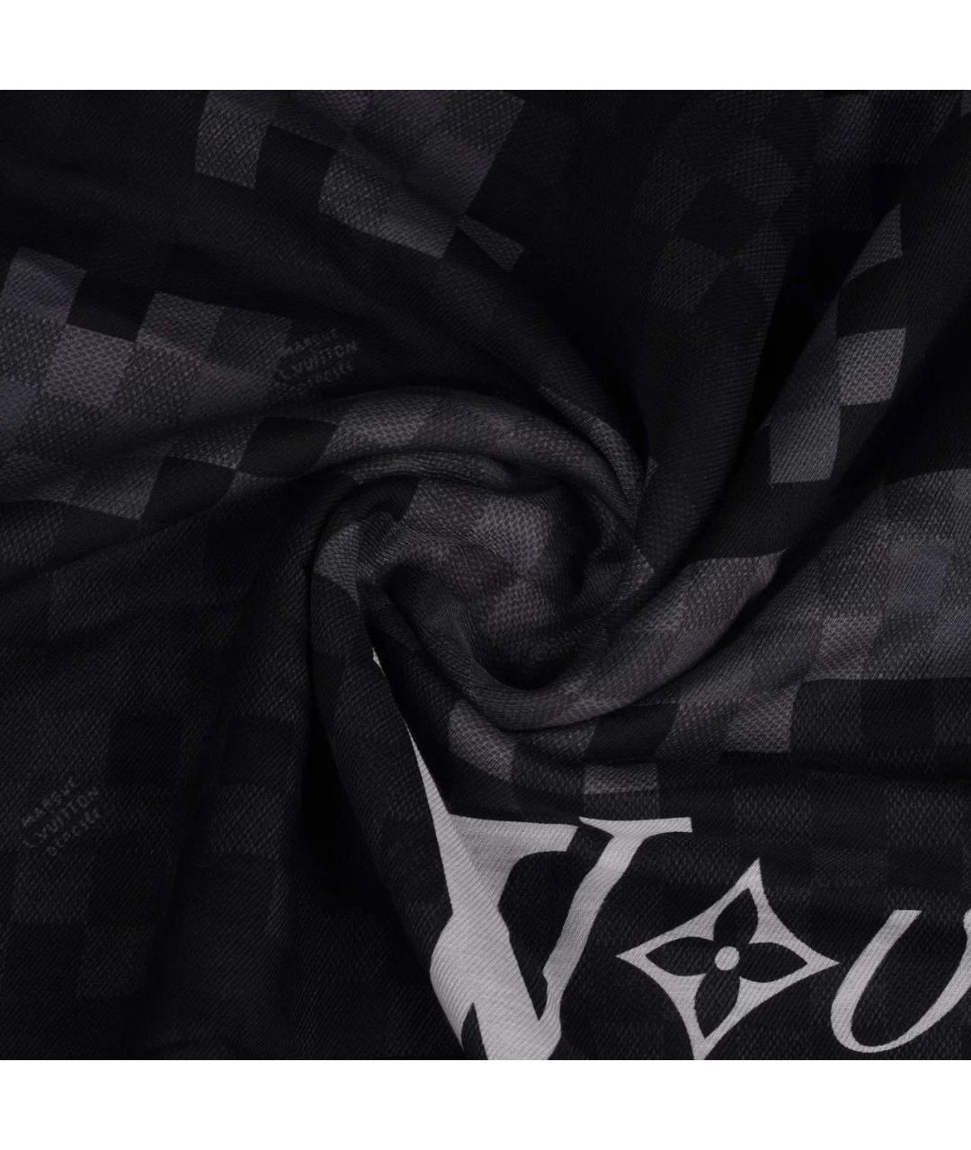 LOUIS VUITTON Черный хлопковый шарф, фото 3