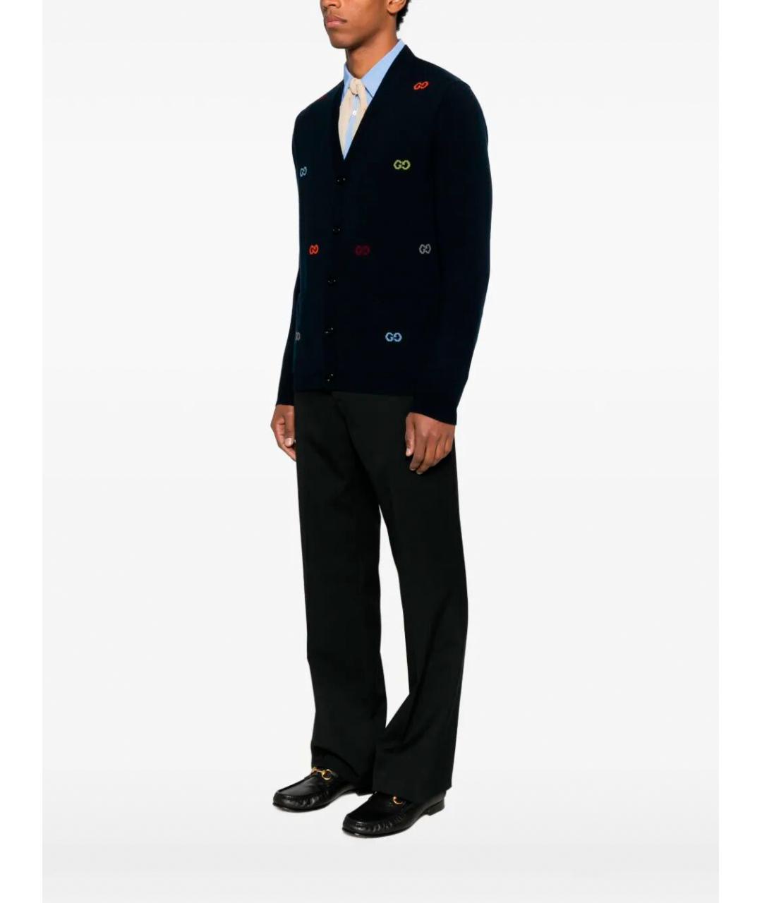 GUCCI Синий кашемировый кардиган, фото 3