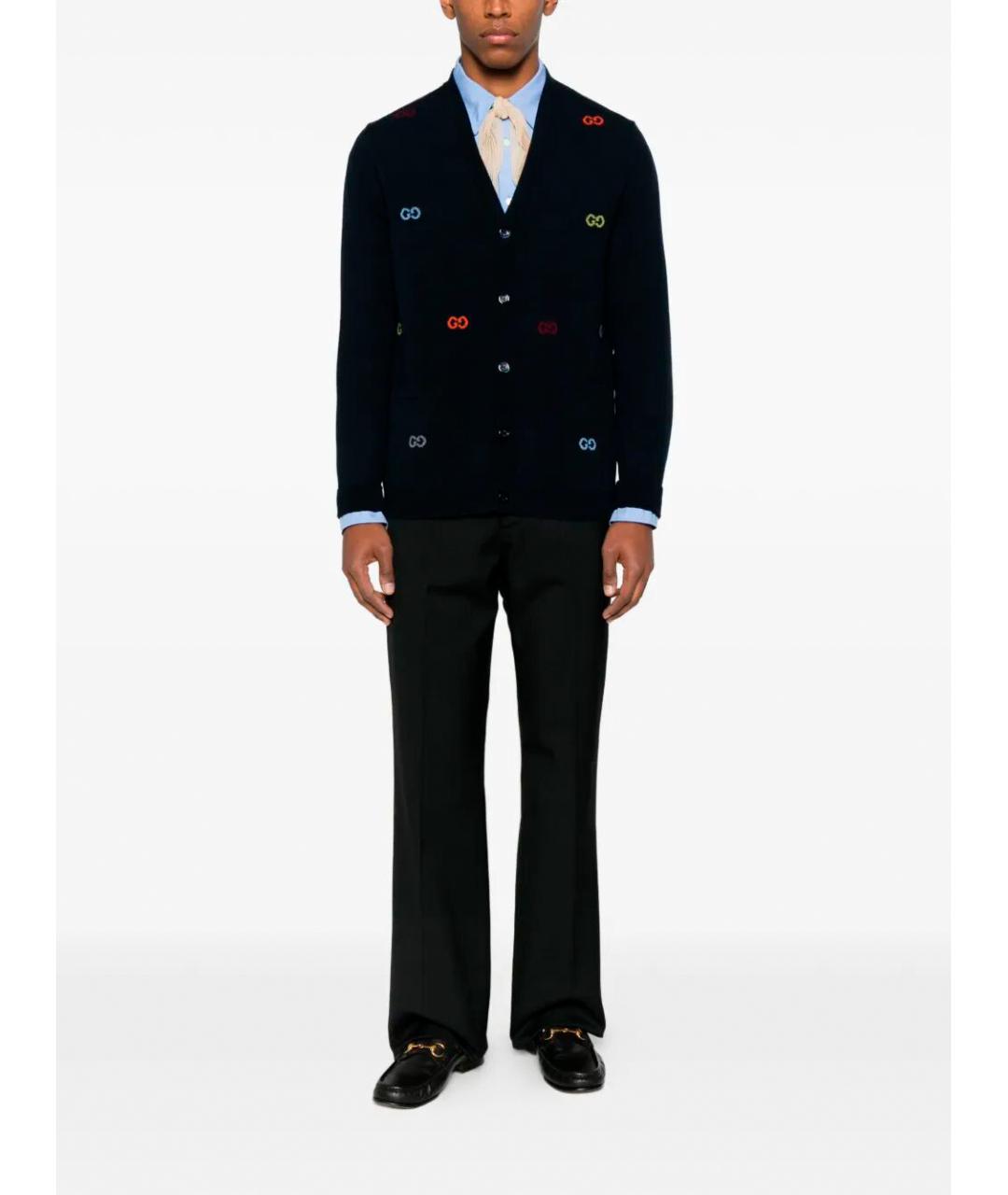 GUCCI Синий кашемировый кардиган, фото 2