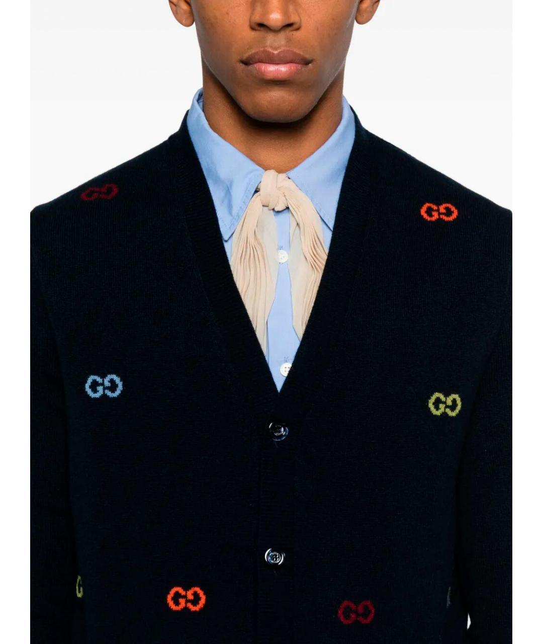 GUCCI Синий кашемировый кардиган, фото 5