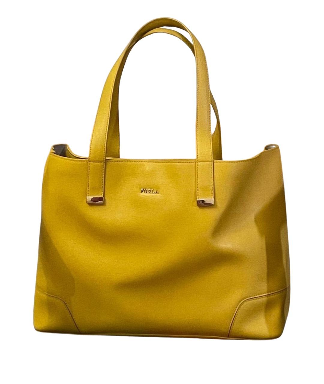 FURLA Желтая кожаная сумка через плечо, фото 1