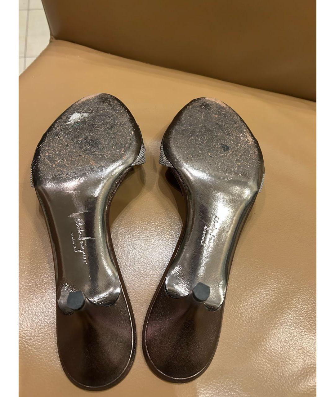 FERRAGAMO Коричневые кожаные босоножки, фото 5