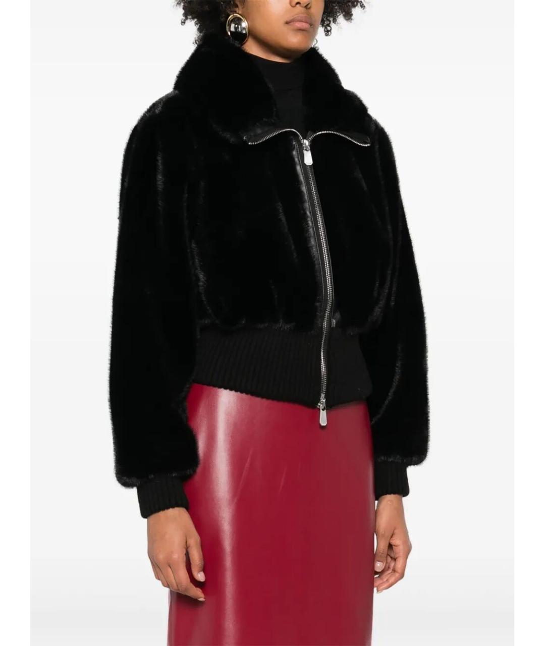 PINKO Черная полиэстеровая шуба, фото 5