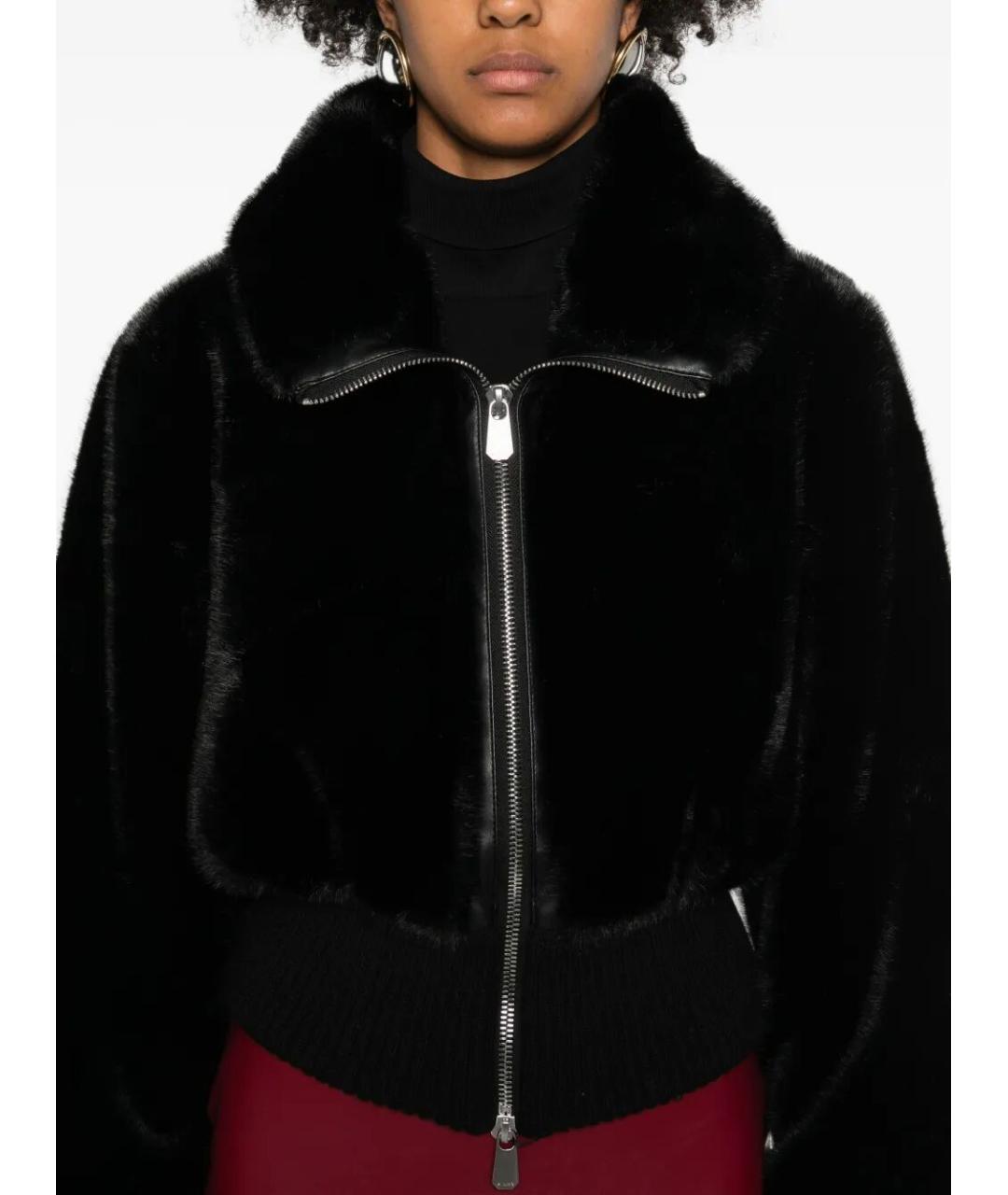 PINKO Черная полиэстеровая шуба, фото 4