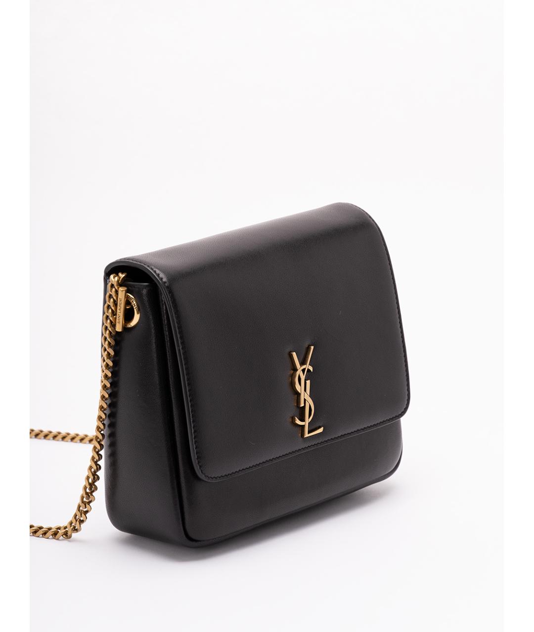 SAINT LAURENT Черная кожаная сумка через плечо, фото 3