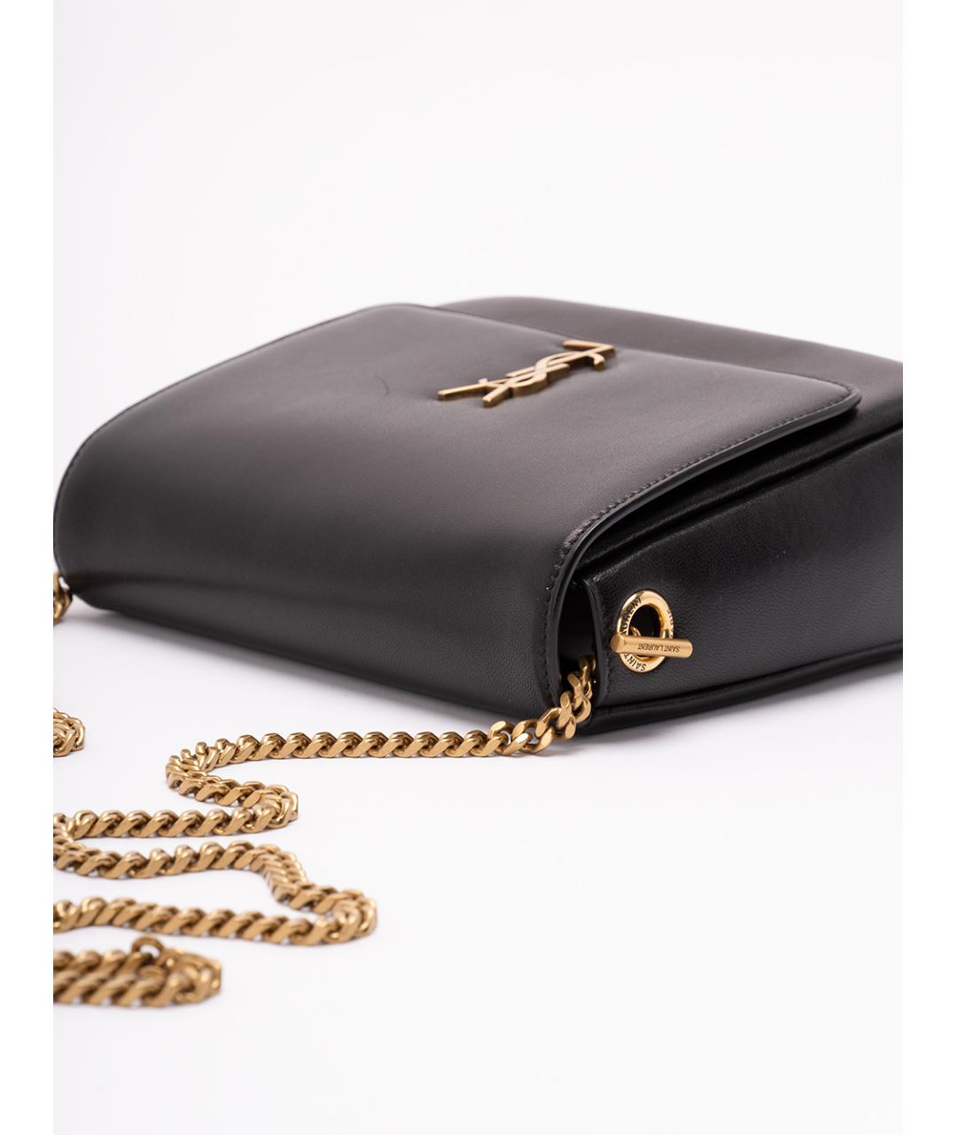 SAINT LAURENT Черная кожаная сумка через плечо, фото 4