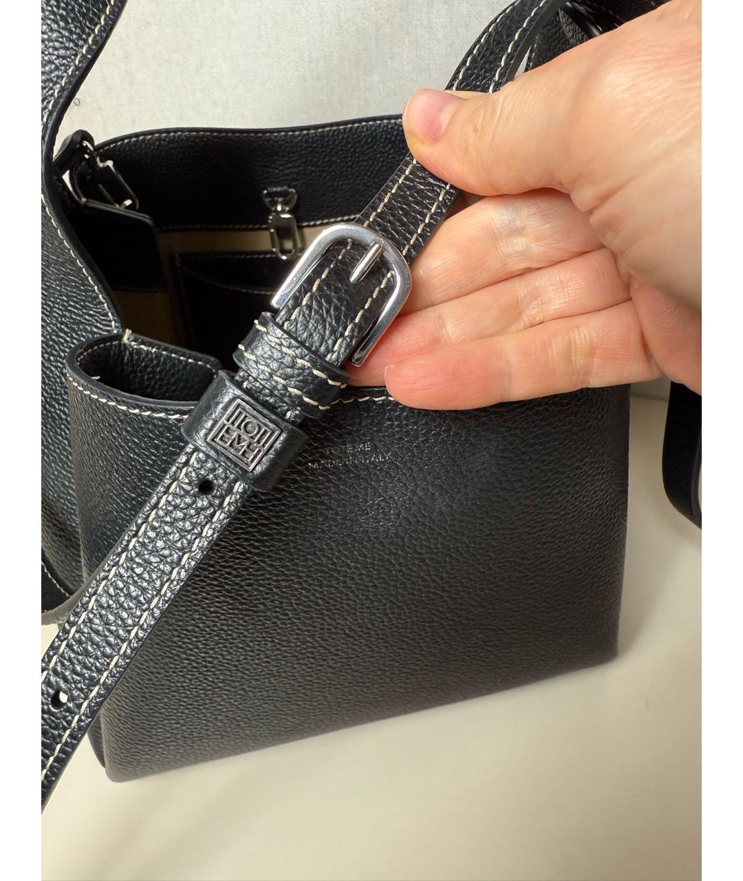 TOTEME Черная кожаная сумка тоут, фото 5