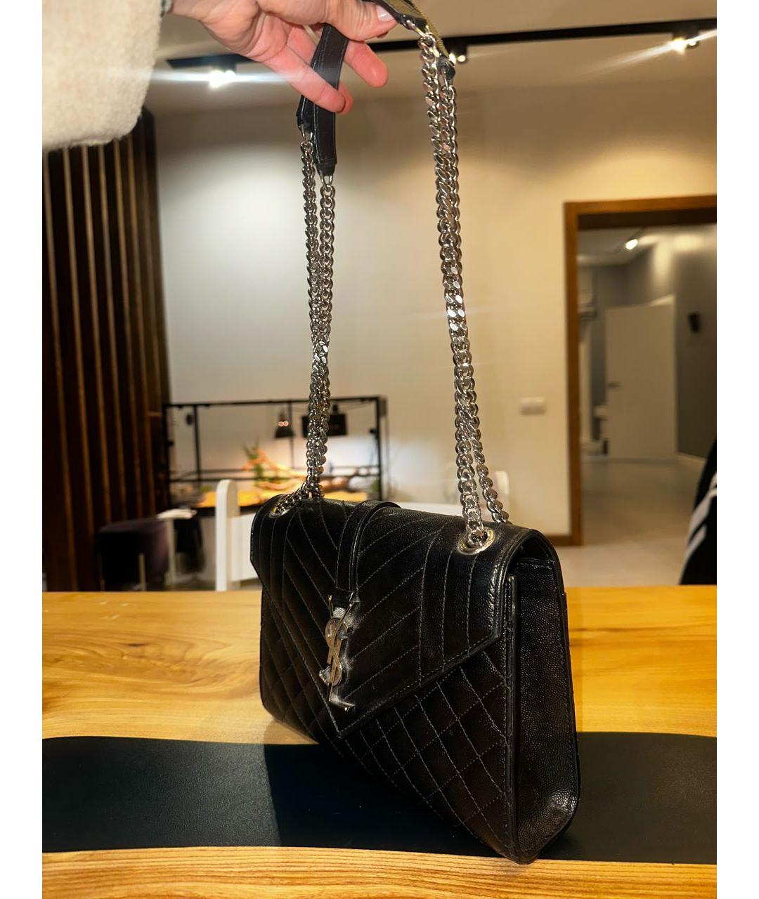 SAINT LAURENT Черная кожаная сумка через плечо, фото 2