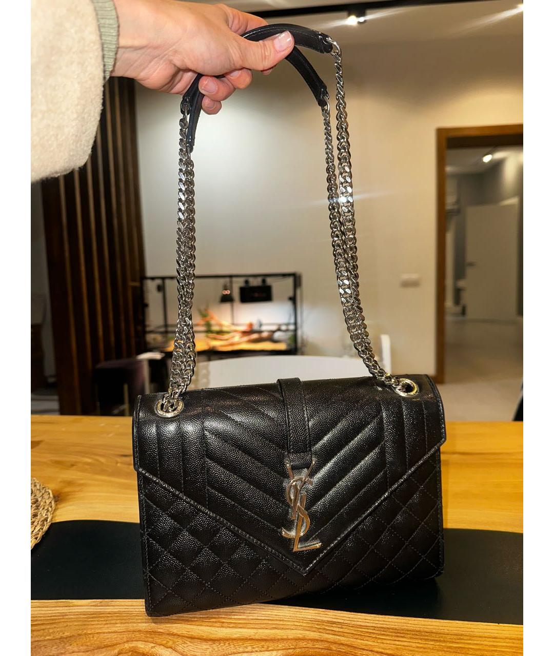 SAINT LAURENT Черная кожаная сумка через плечо, фото 5