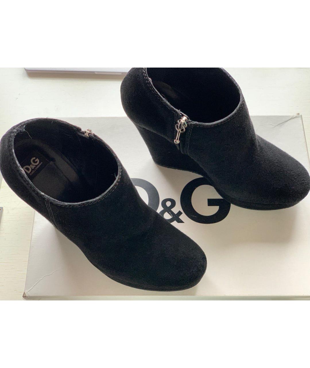 DOLCE&GABBANA Черные замшевые ботильоны, фото 2