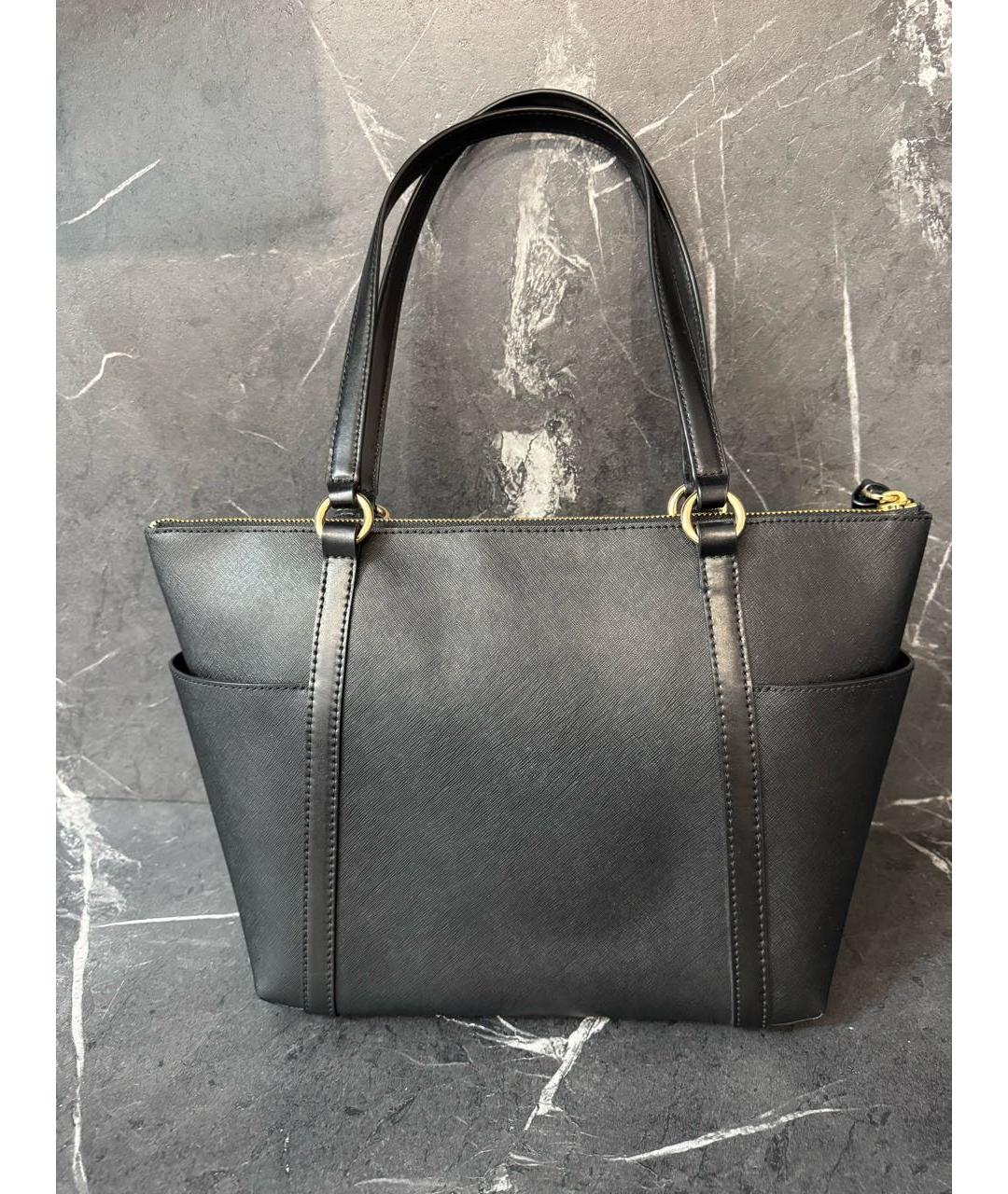 MICHAEL MICHAEL KORS Черная кожаная сумка тоут, фото 3