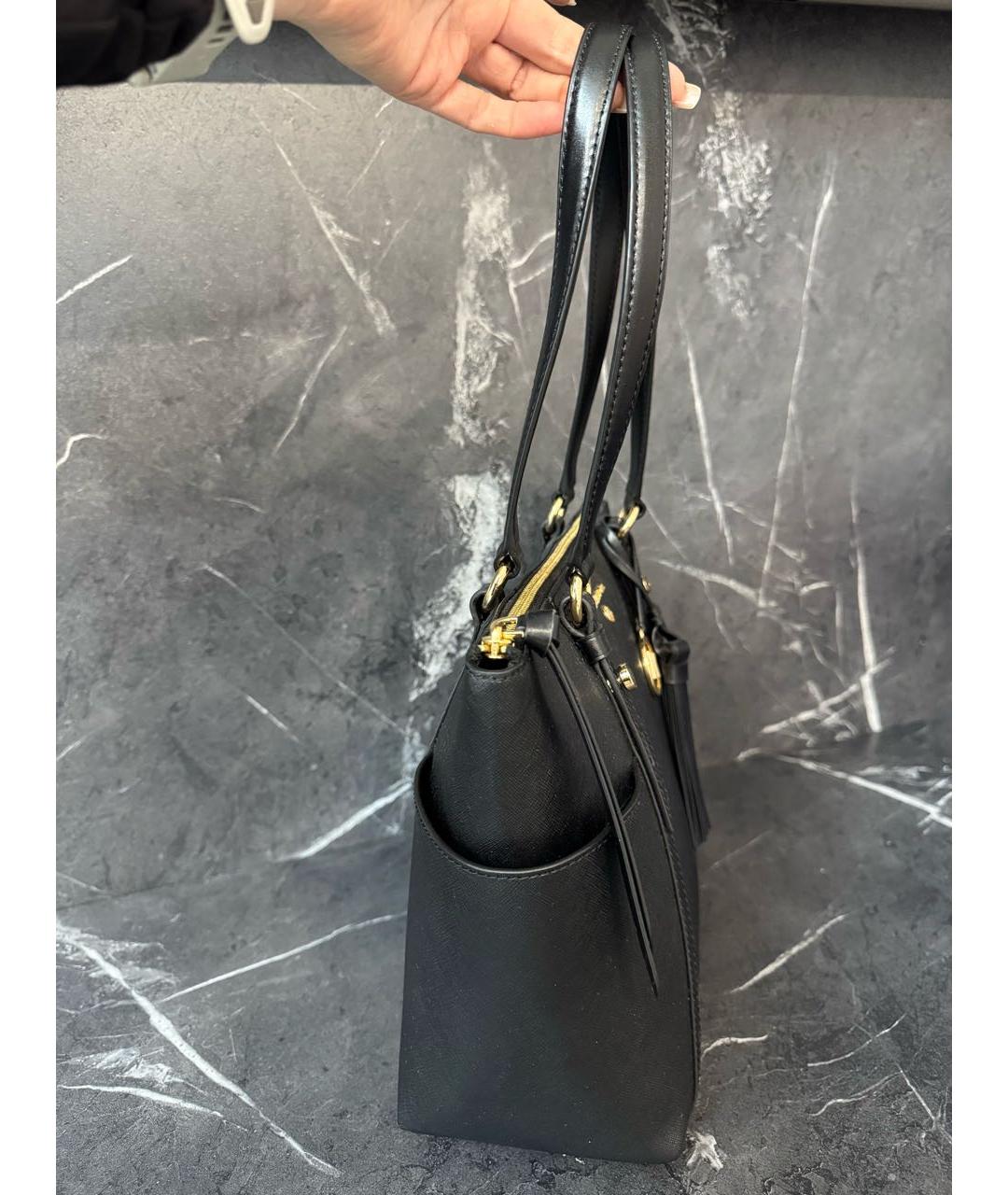 MICHAEL MICHAEL KORS Черная кожаная сумка тоут, фото 2