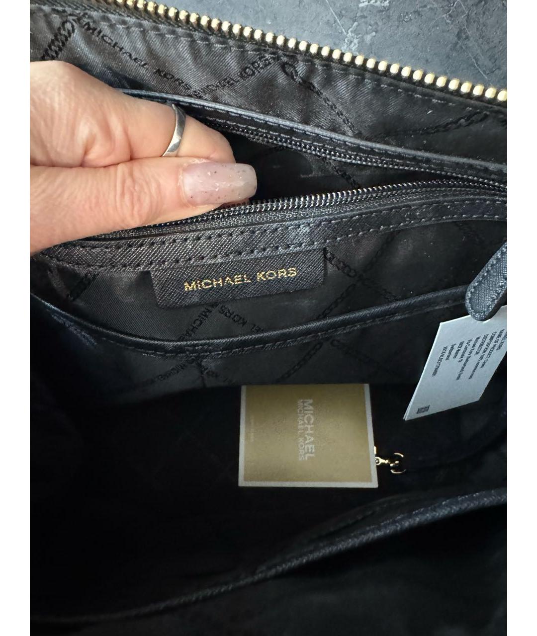 MICHAEL MICHAEL KORS Черная кожаная сумка тоут, фото 7