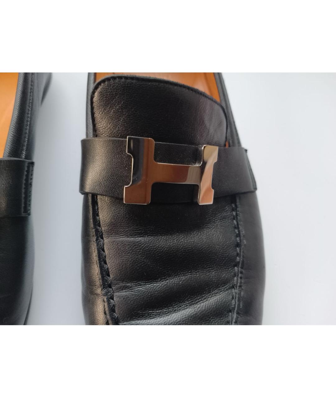 HERMES Черные кожаные лоферы, фото 3