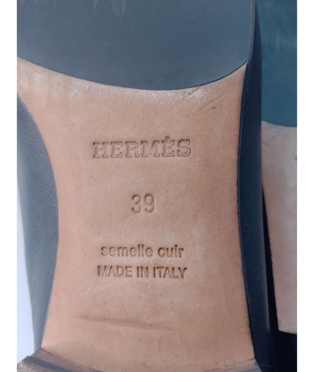 HERMES Черные кожаные лоферы, фото 7
