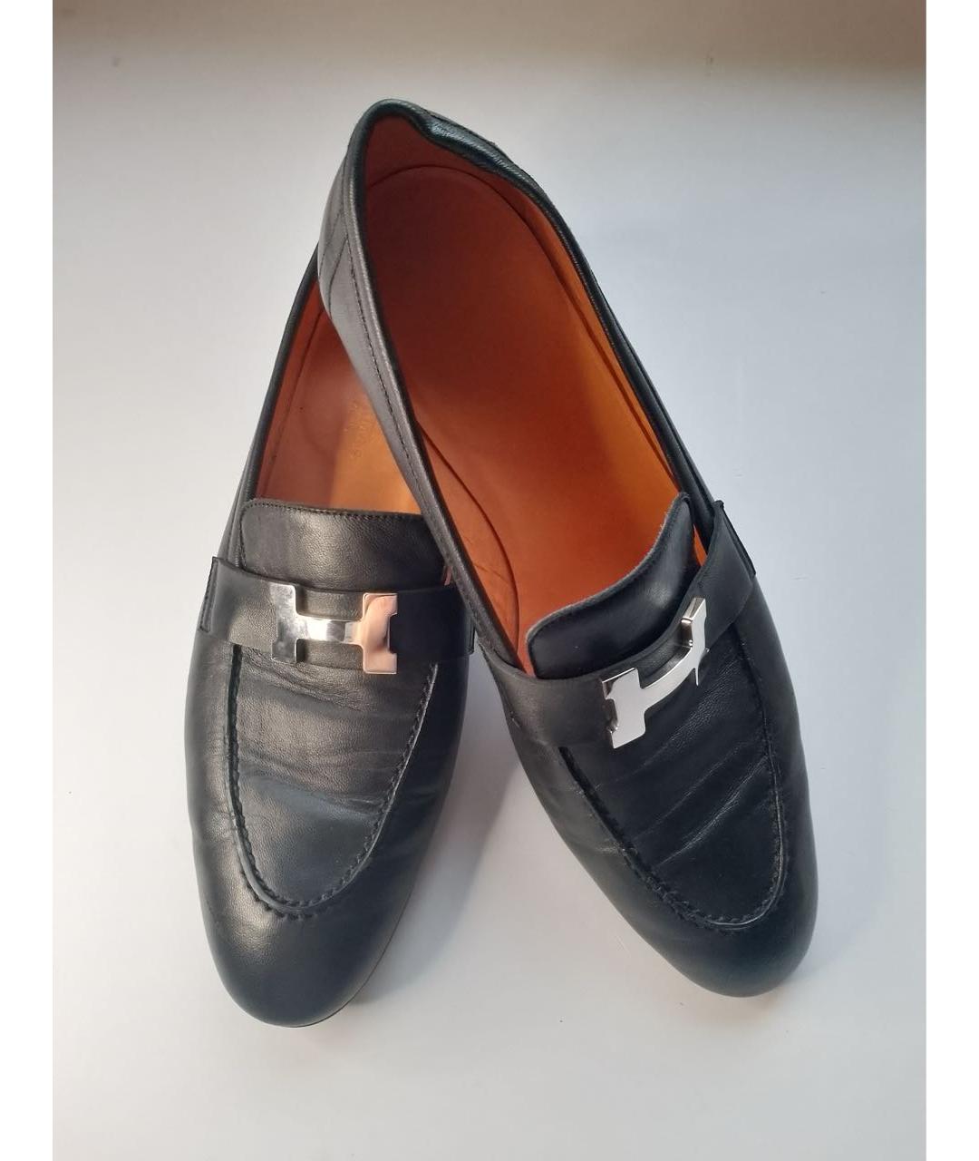 HERMES Черные кожаные лоферы, фото 2
